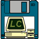 Blue 3.5 inch diskette, pixel art, OC