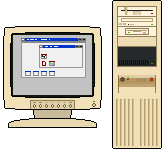 Retro PC with monitor, pixel art, OC